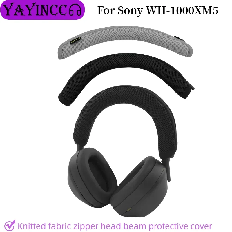 Funda protectora de alta calidad para la diadema de los auriculares Sony WH-1000XM5, con cremallera y tejido de punto.