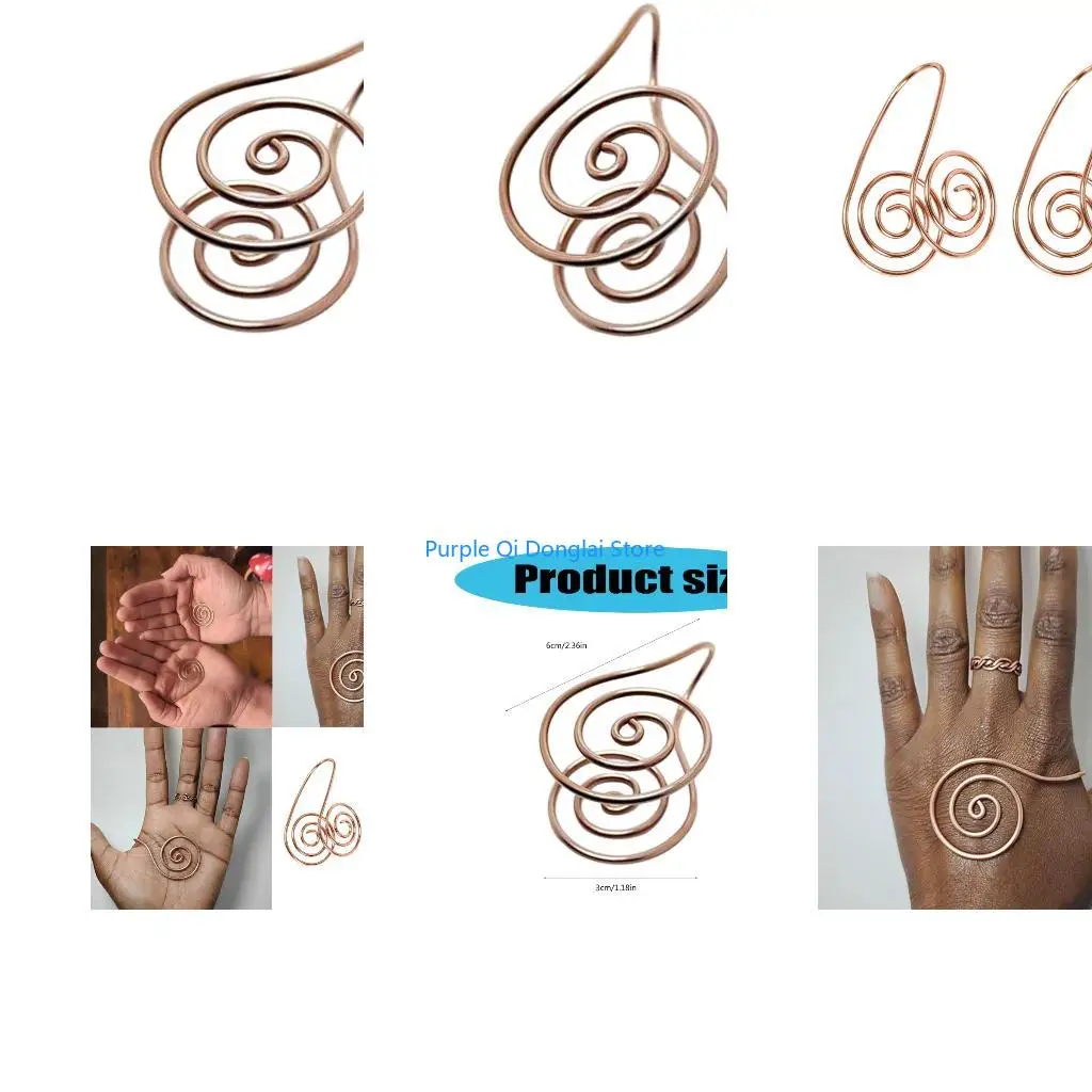 Bague en cuivre à spirales ouvertes L21E, bijoux pour méditation, ajustement confortable vibrations positives