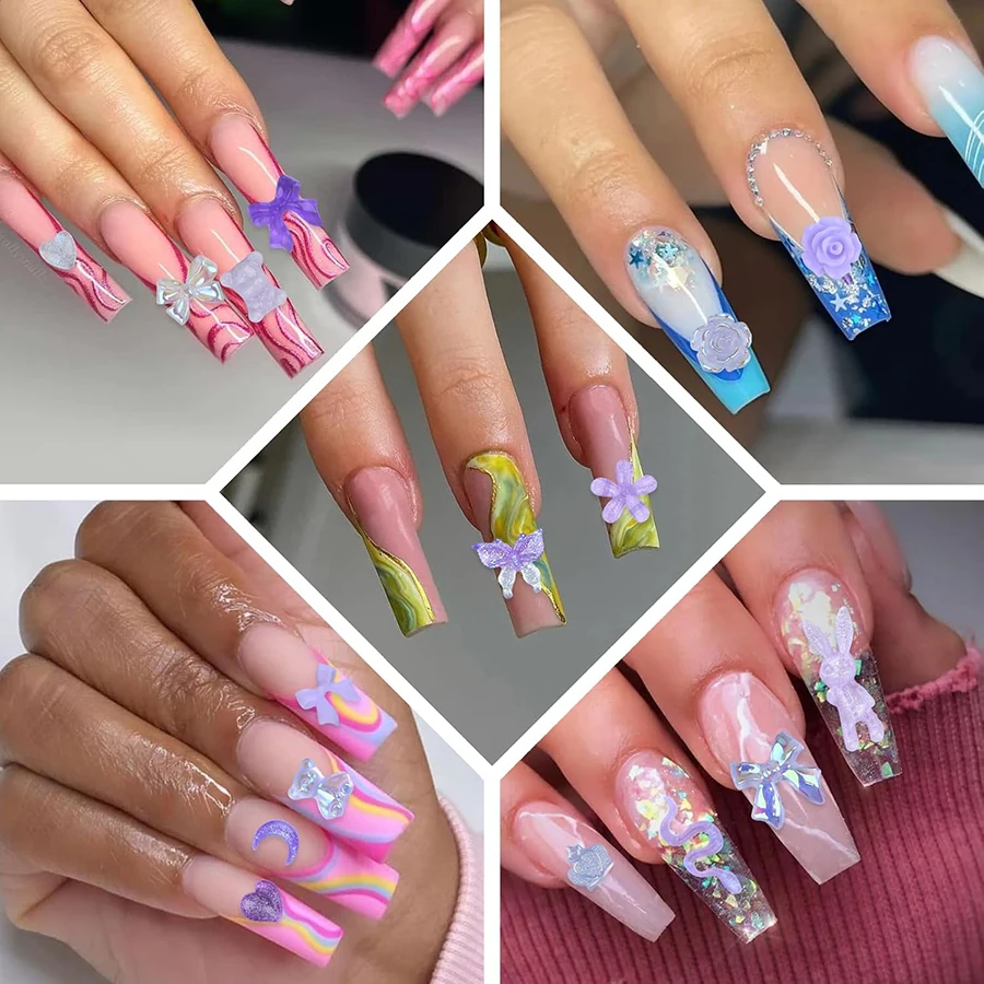50 Stück Leuchtende Gemischte Harz-Rosenblüten Nagelkunst-Charms Bären- und Hasenperlen DIY für Maniküre, Handydekoration und Bastelarbeiten – Detail 7