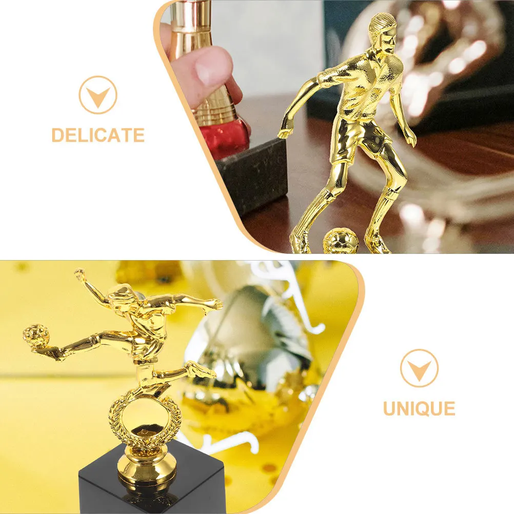 Copas de trofeo de fútbol pequeñas de plástico, Color dorado, para competición deportiva, premios de logro, Mini trofeos de plástico, 2 uds.