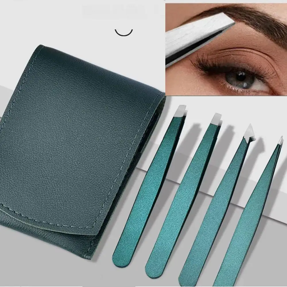 Stainless Steel 2/4Pc Eyebrow Tweezer Set Precise Facial Hair Remover Professional Eyelash Clip Multifunction Beauty Makeup Tool