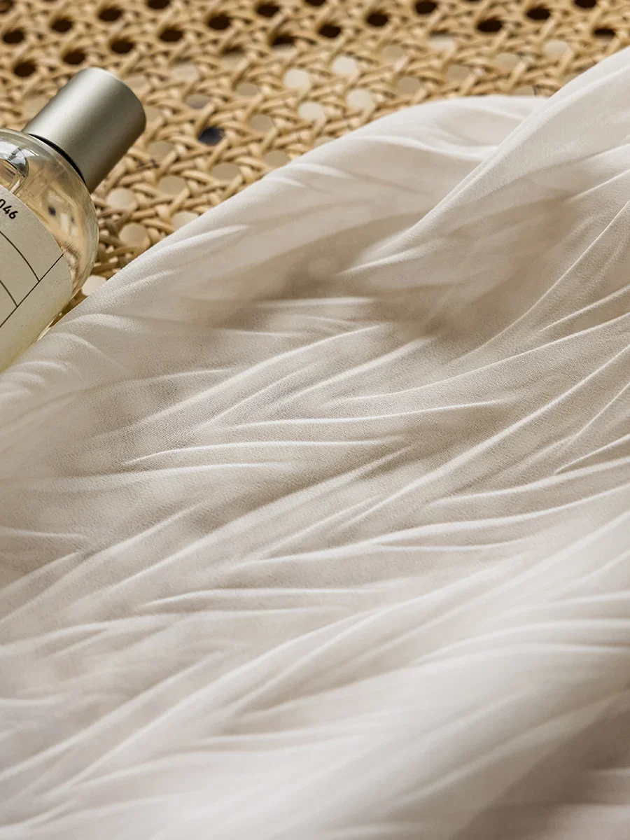 French White Pleated Chiffon Sheer Curtains Light Opaque Window Drapes Custom Decor for Living Balcony Bedroom Yoga Room curtain