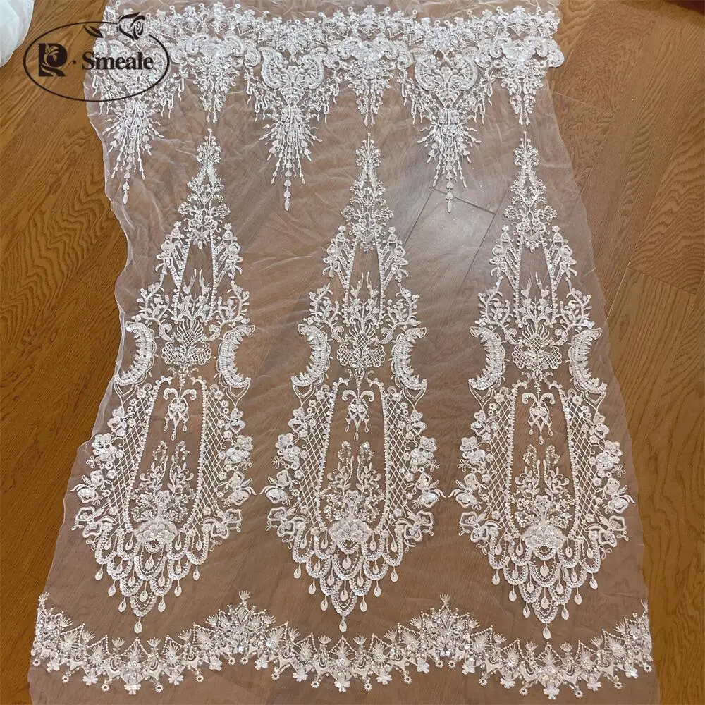 Handmade Embroidery Tube Bead Lace Fabric, DIY Wedding Dress Fabric, High-end Sequin Tube Bead, RS4269, New