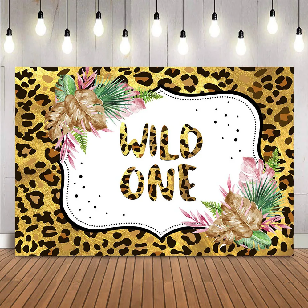 

Wild One Backdrop Africa Newborn Girl 1st Birthday Photo Background Leopard Texture Safari Jungle Photo Booth Background Props