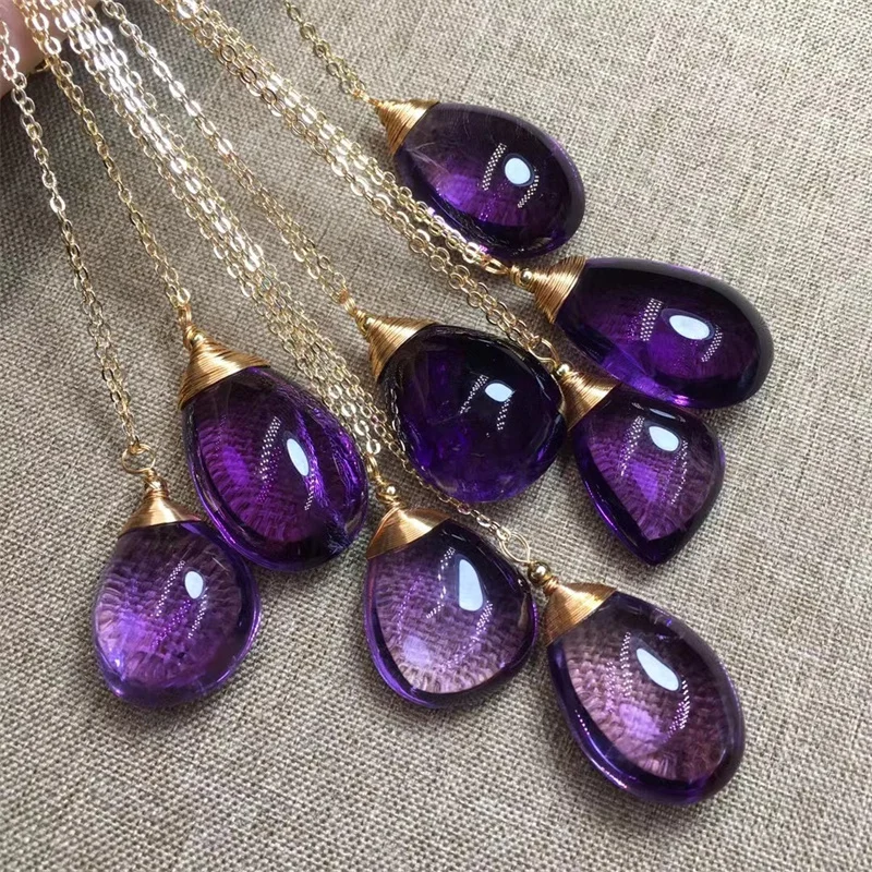 Natural Stone Quartz Crystal Amethyst Agates Drop-shaped Pendant For DIY Jewelry Making Accessories Woman Holiday Gift 1pcs