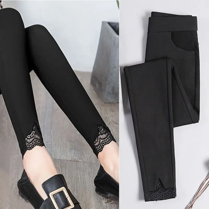 

Women's Fce Lined Thiened Autumn Winter Pencil Pants Slim Fit Long Trousers High Waist Bot Faionable plus Size