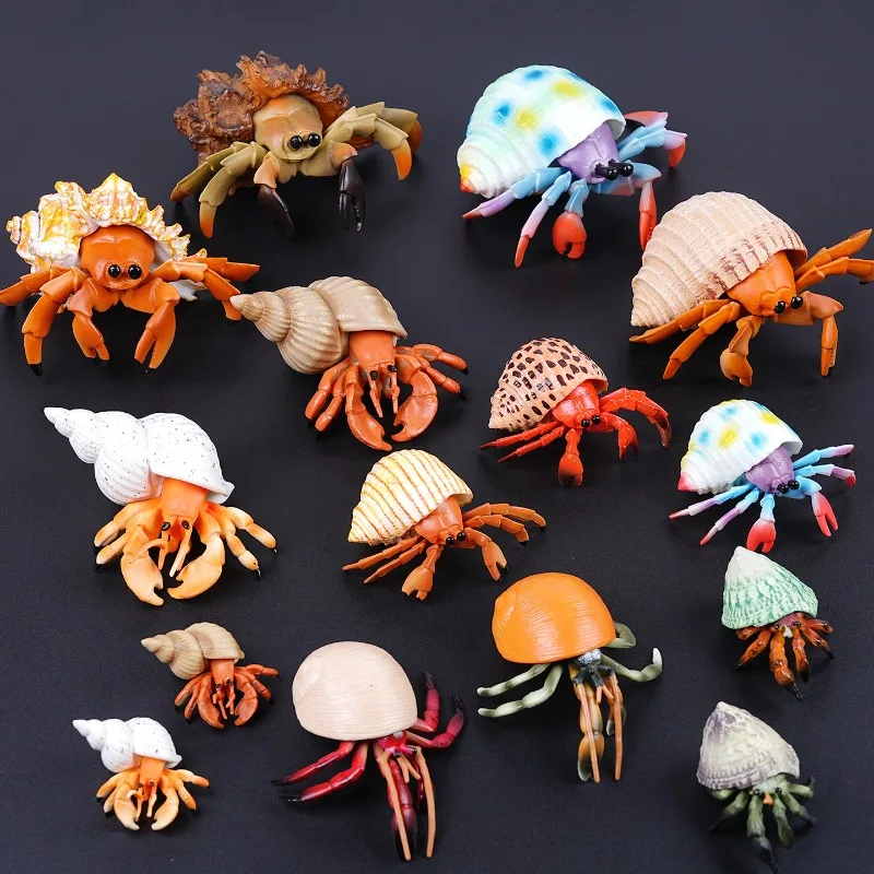 Simulation Hermit Crab Model Solid PVC Sea Animal Figurine Marine Life Crab Ornament Photography Prop Home Table Decor