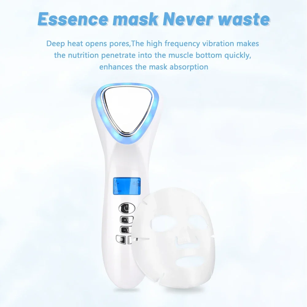 Hot Cold Hammer Ultrasonic Cryotherapy LED Photon Shrink Pores Facial Lifting Vibration Massager Ultrasound Eye Skin Care Device