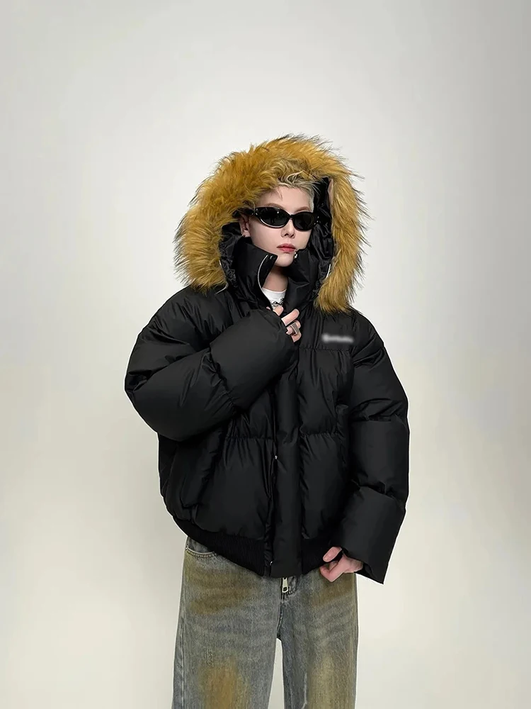 الشتاء بولي Leather الجلود الدافئة سترات الإناث Y2K الكورية سميكة فروي المحاصيل مقنعين معاطف فضفاضة Preppy سترة منفوخة سستة رقيق أسفل معطف