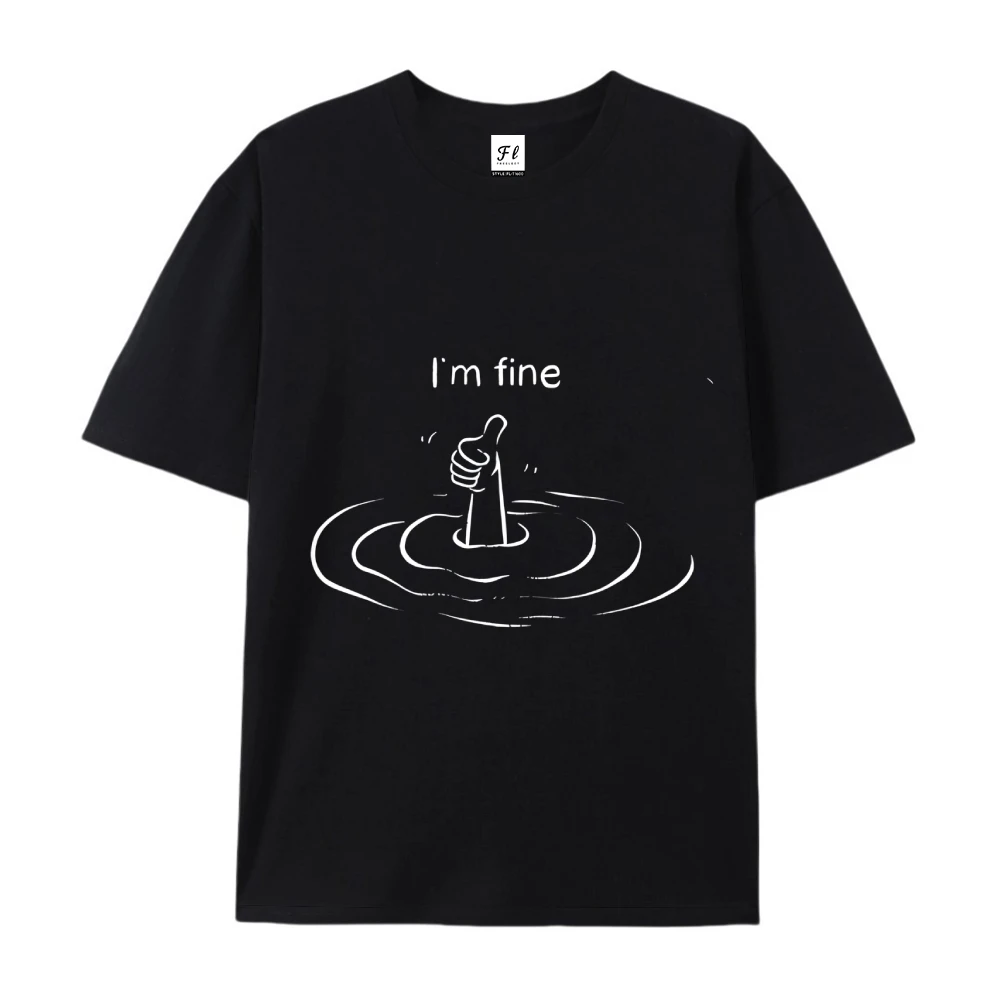 나는 괜찮습니다 그래픽 코튼 티 놀이 같은 셔츠 Y2K 의류 여름 탑 여성 남성을위한 대형 거리 착용