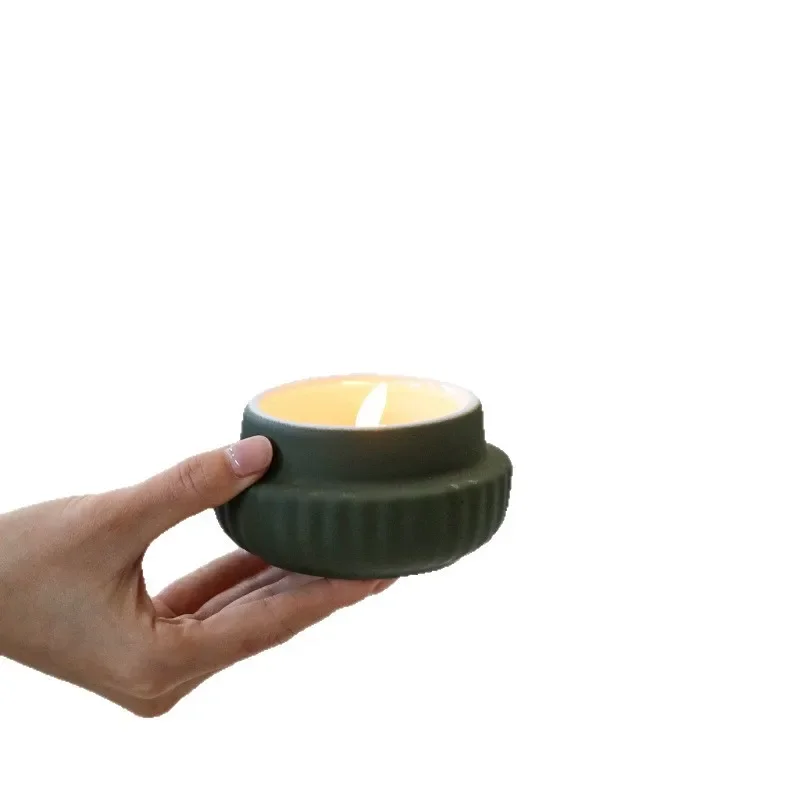 Nordic simple matte sea salt bergamot ceramic aromatherapy candle cup DIY candlestick ornament