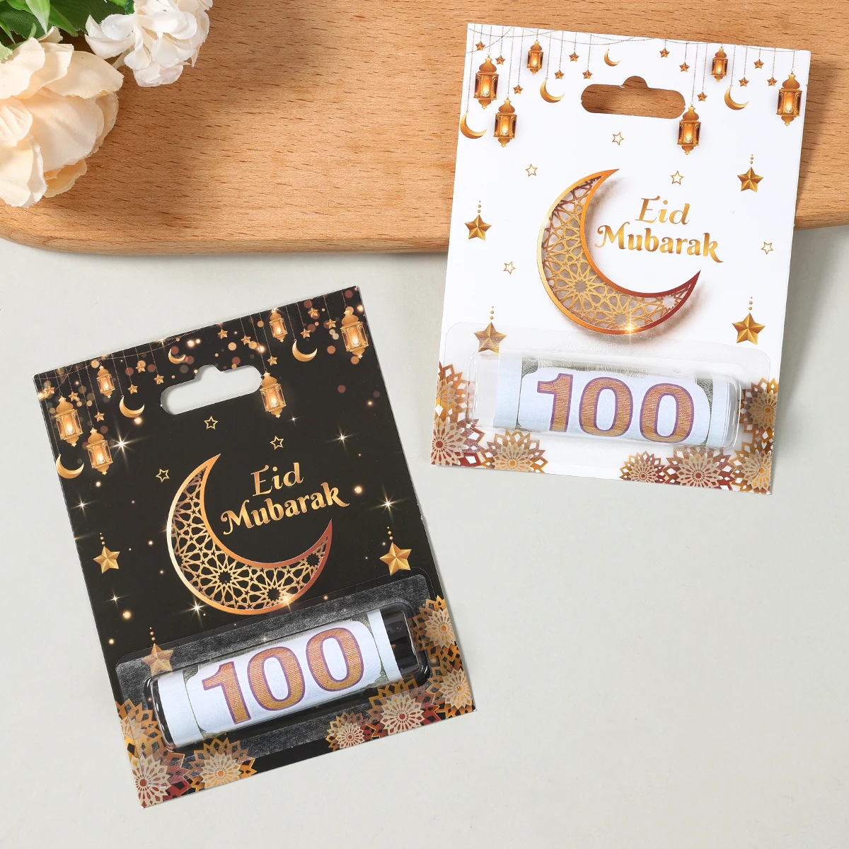 6/12 قطعة مغلفات عيد مبارك المال كليب حامل بطاقة رمضان مبارك ديكور 2025 الإسلامي مسلم عيد الفطر لوازم الحفلات المنزلية