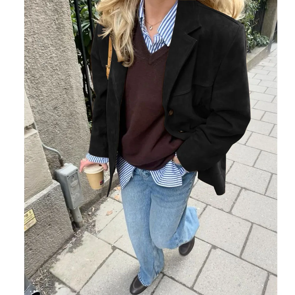 Women\'s Jackets Men\'s New Suede Jackets Business Casual Single Breasted Jackets Elegant Women\'s Formal Wear Women\'s Blazers
