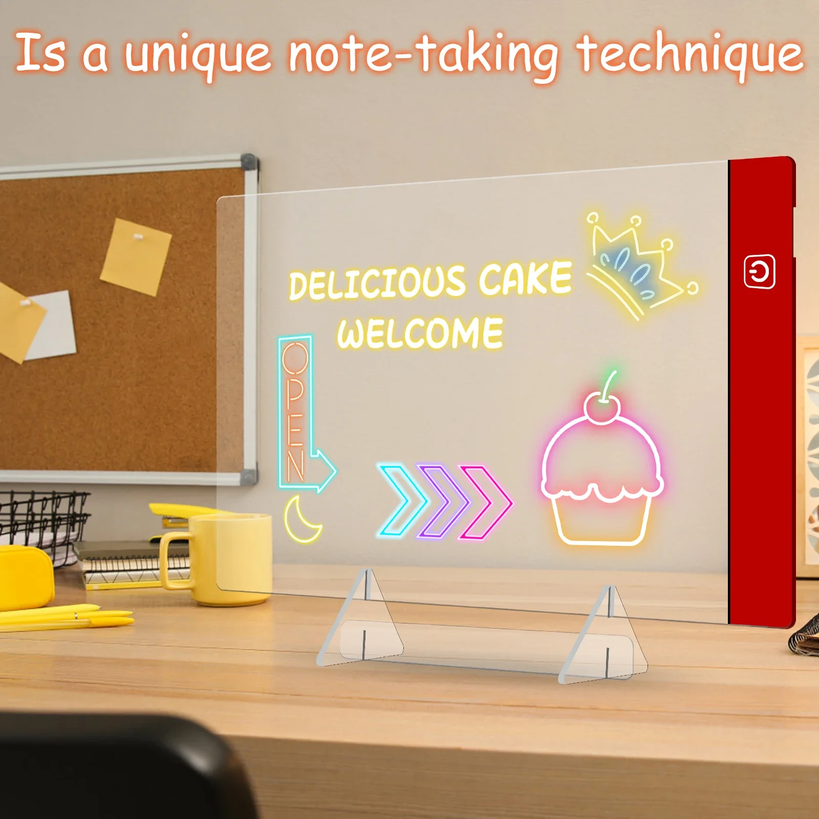 

Acrylic Message Board Light Up Dry Erase Board with LED Light Erasable Handmade Painted Doodle DIY Notepad Board for Kids Gifts