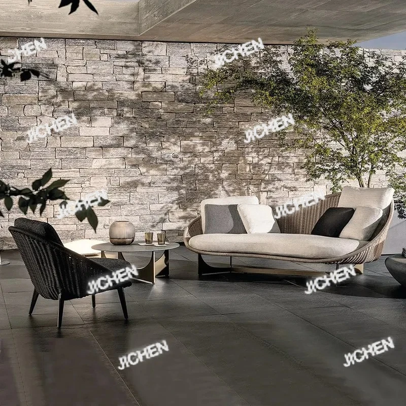 

ZQ Small Apartment Nordic Patio Garden Sofas Simple Courtyard Balcony Leisure Sofa Chair Outdoor Restaurant Hotel Villa Single S