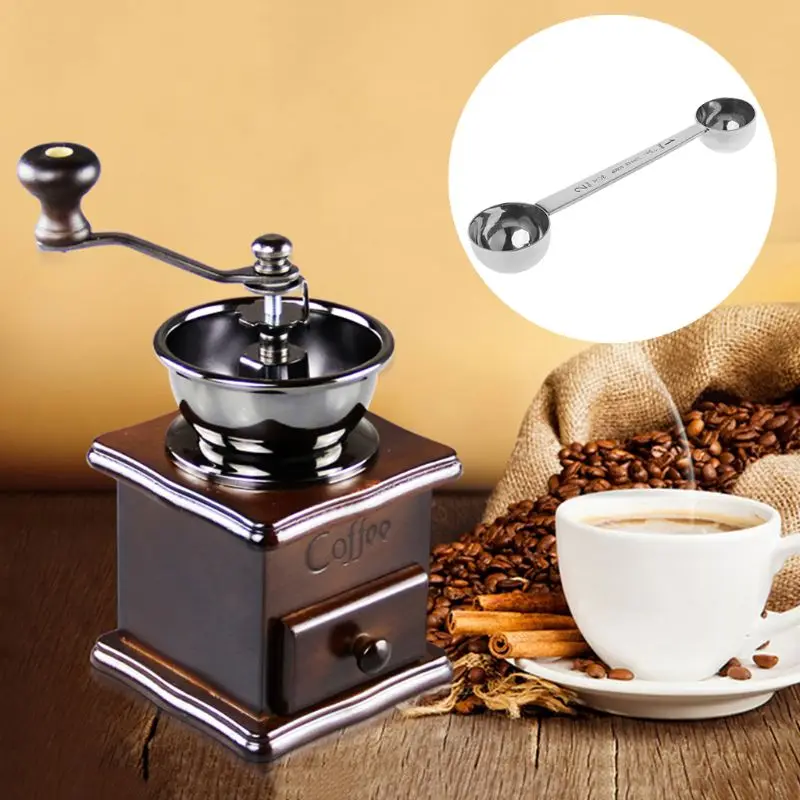 Cucchiaio dosatore in acciaio inox, cucchiaio da caffè a doppia estremità, 15 30