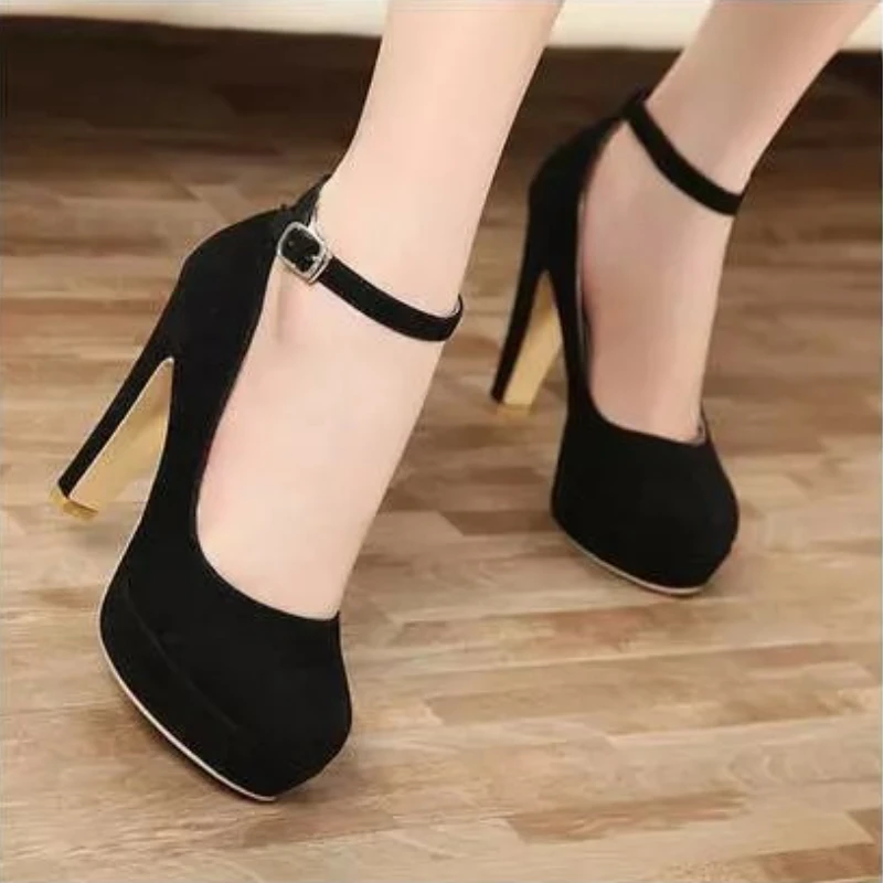 Trendy High Heel Single Shoes 2024 Autumn New Collection Simple and Sexy Buckle Solid Color Temperament High Heel Women\'s Shoes
