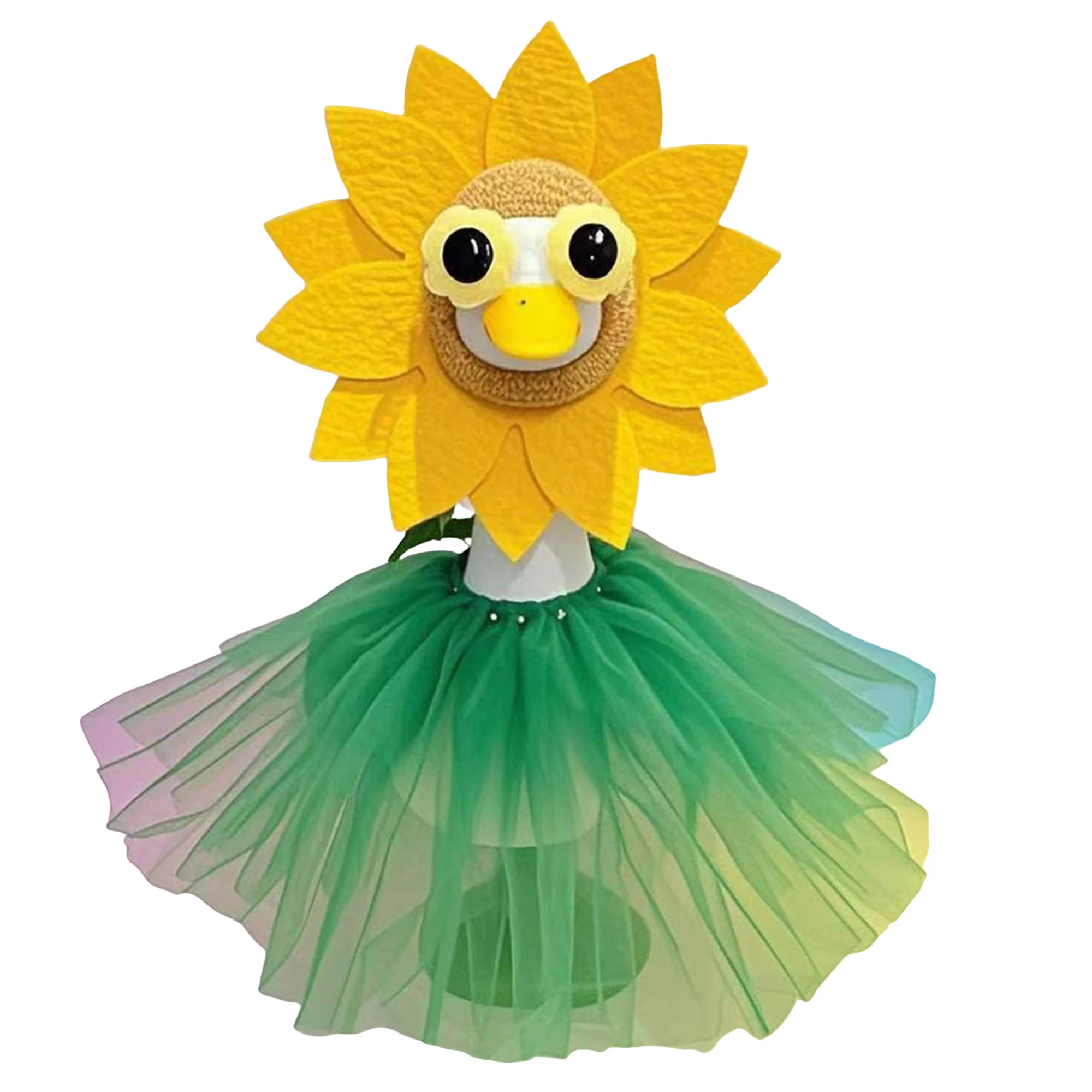 

Наряд для садового гуся, корона ромашки со шляпой и платьем, статуя гуся, одежда, украшение для двора и аксессуары