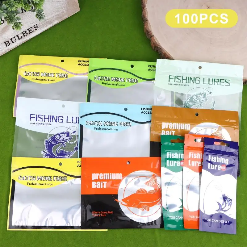Customizable Sealable Pouches for Jig, Bait Casting, and Other Lures; Easy-to-seal Soft Long Strip Lure Zipper Bags