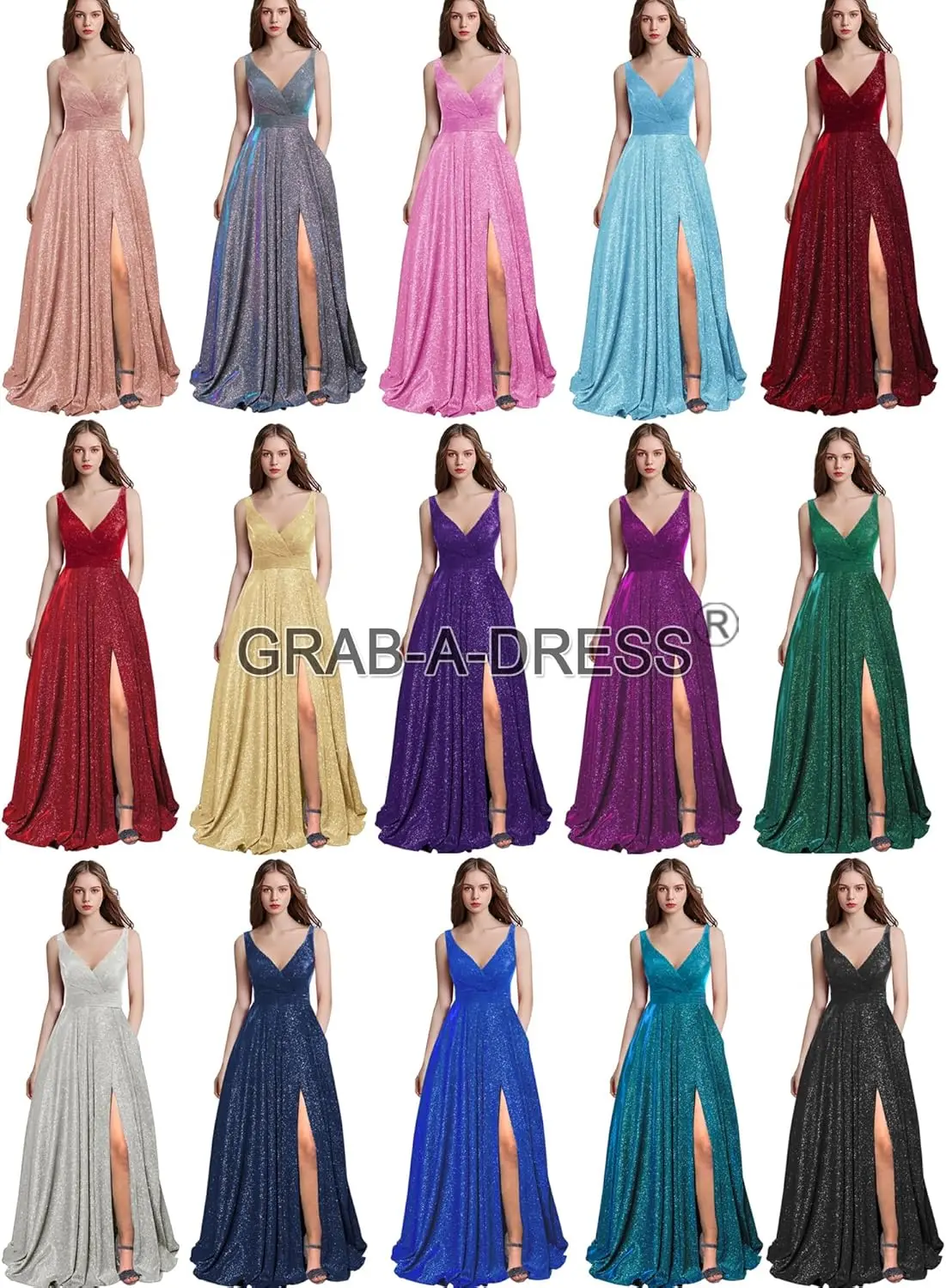 Abito da sera formale lungo con scollo a V da donna con tasche, abito da ballo con spalle scoperte e spalline sottili, abito da cena per occasioni formali