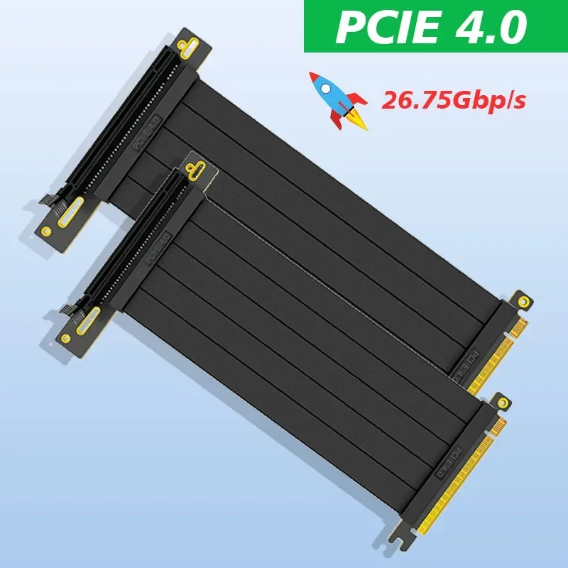 

PCIe 4.0 X16 Riser Card High Speed Shielded Extension Video Cards Cable PCI Express Port for 90° GPU Extension 5U Gold Connector