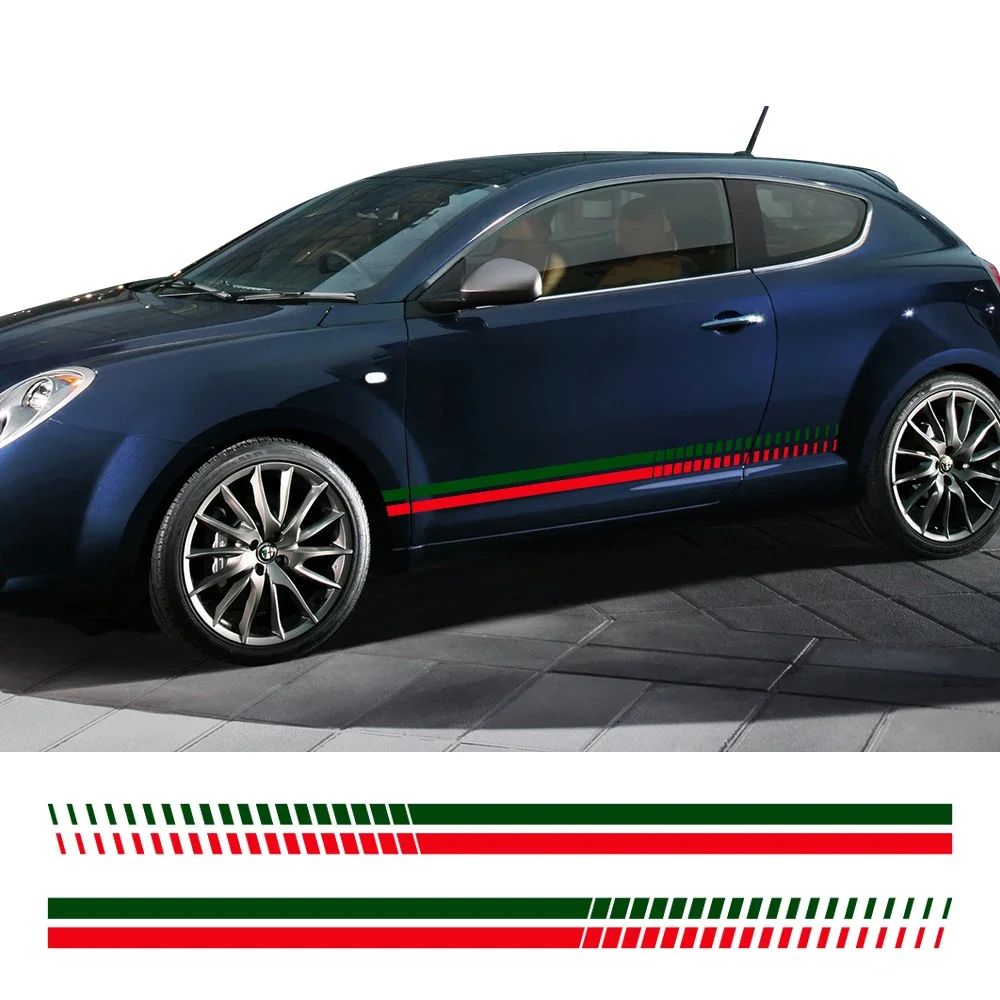 

For Alfa Romeo Mito 2Pcs Car Door Side Stickers Sport Line Stripes Vinyl PVC Film Decals Decoration Auto SUV Tuning Accessories