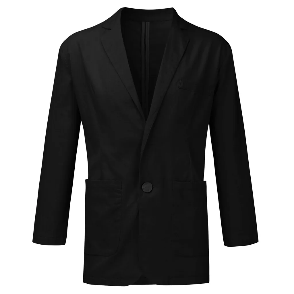 2024 Men\'s Blazer Jacket Spring Summer Solid Slim Casual Business Thin Breathable White Cotton Linen Suit Coat Male Jacket