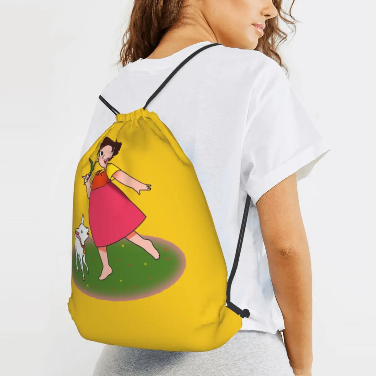 

Heidi Cartoon 70s Backpacks Casual Drawstring Bags Sports Bag Book Bags for Travel Students