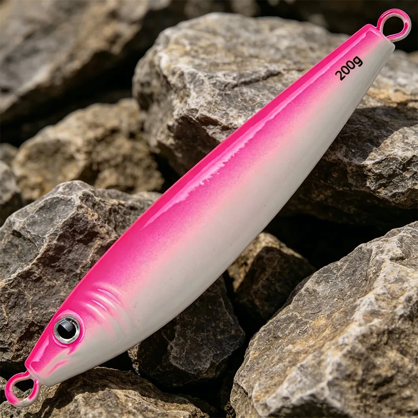 1 Stück Hartmetall S-förmiger Angelköder 60g-250g Sinkender Angelköder Leuchtender Schnellfall-Jigging-Köder Tiefsee-Jig-Angelköder – Detail 14