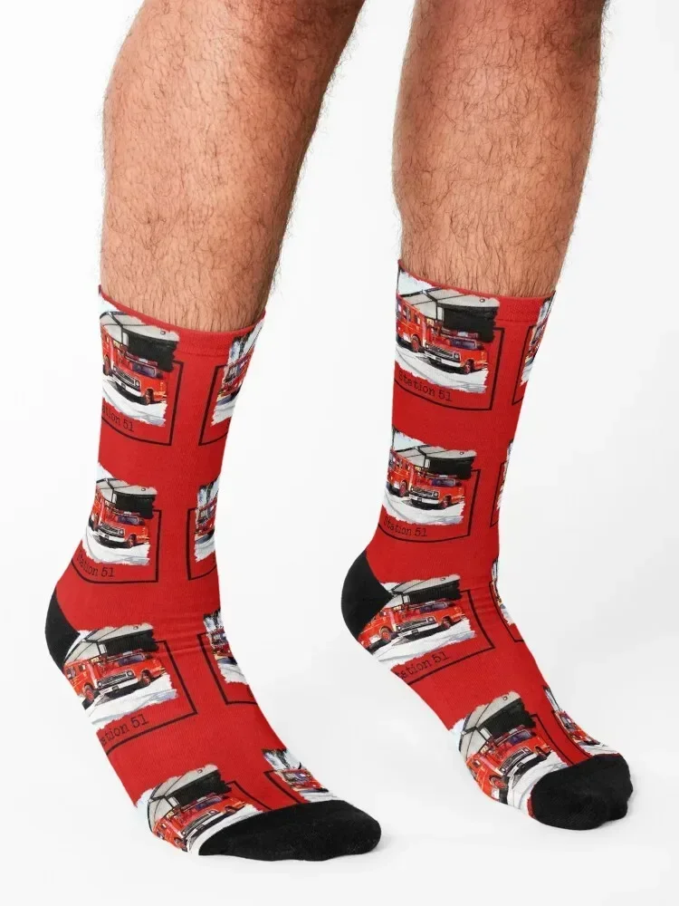 Fire Station 51, Emergency TV Show, Firetruck Socks retro designer brand Socks For Men Women's