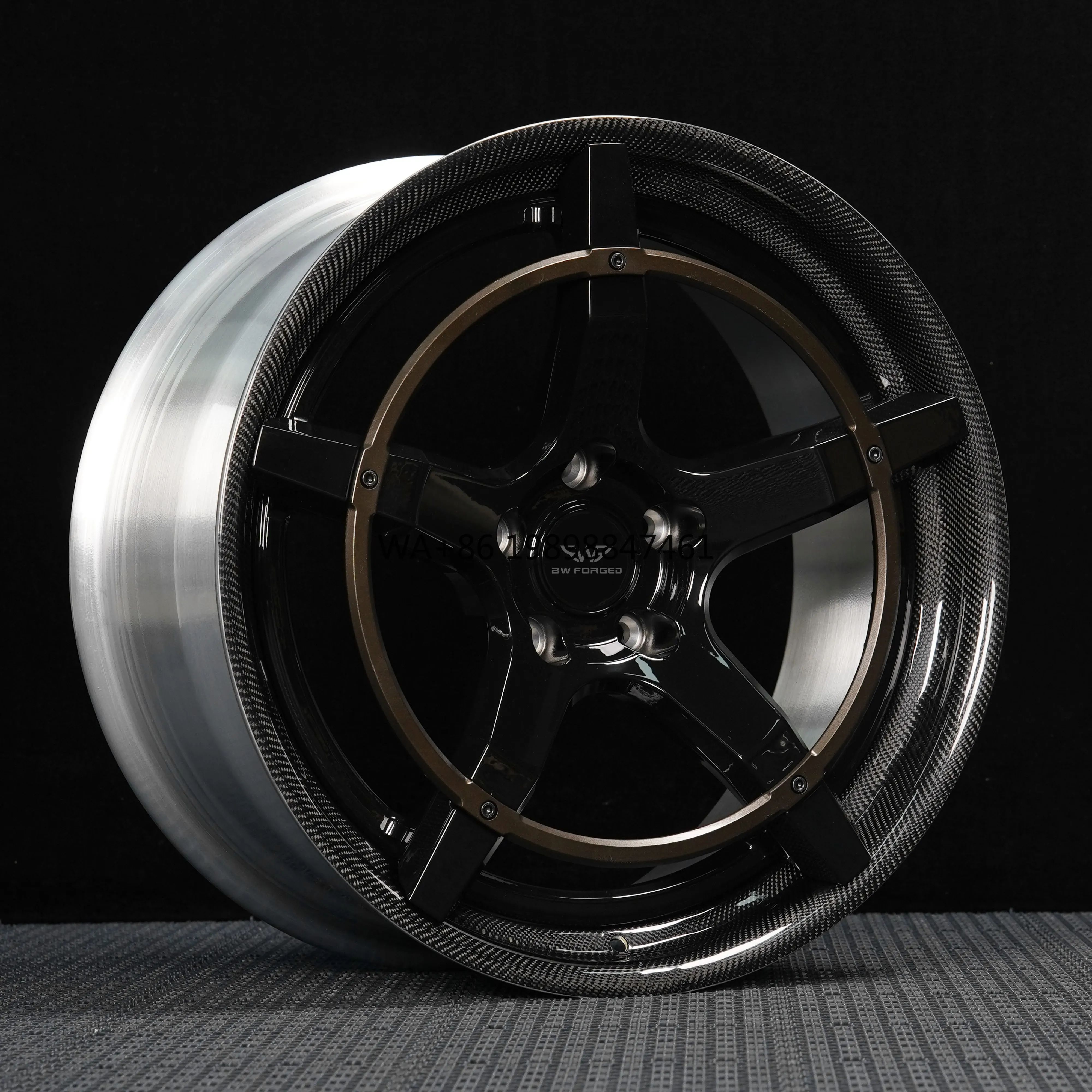 

Carbon Fiber Forged Alloy Wheel Brushed Barrel With Carbon Fiber Lip for Passenger Car Wheels