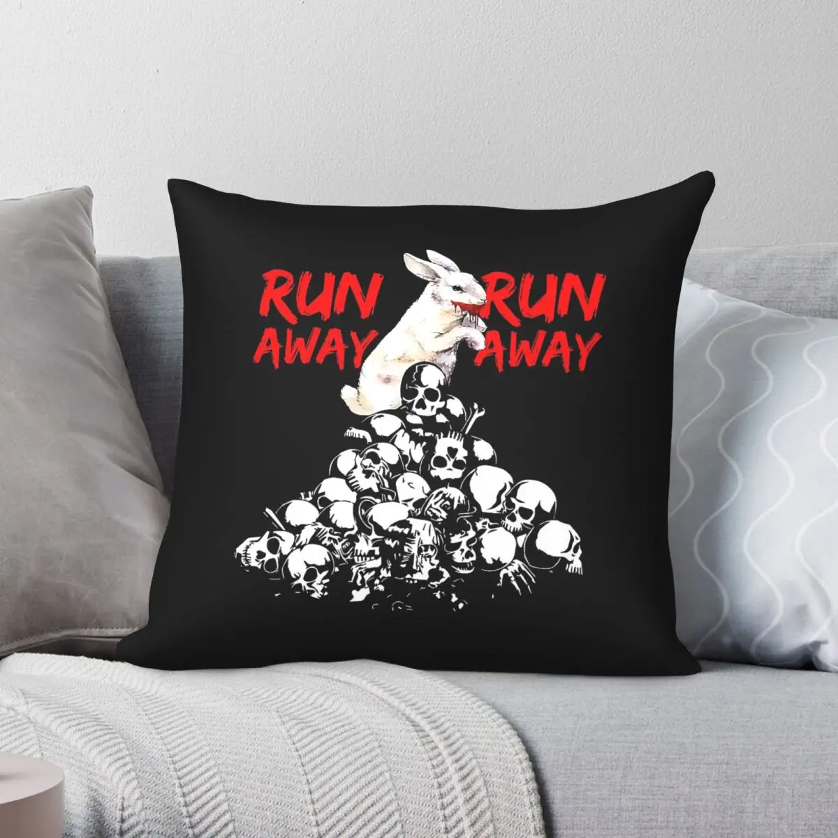 Funda de Almohada Cuadrada con Diseño de Conejo Asesino en Fuga, de Poliéster, Lino y Terciopelo, para Decoración del Hogar, Venta al por Mayor, 18 Pulgadas