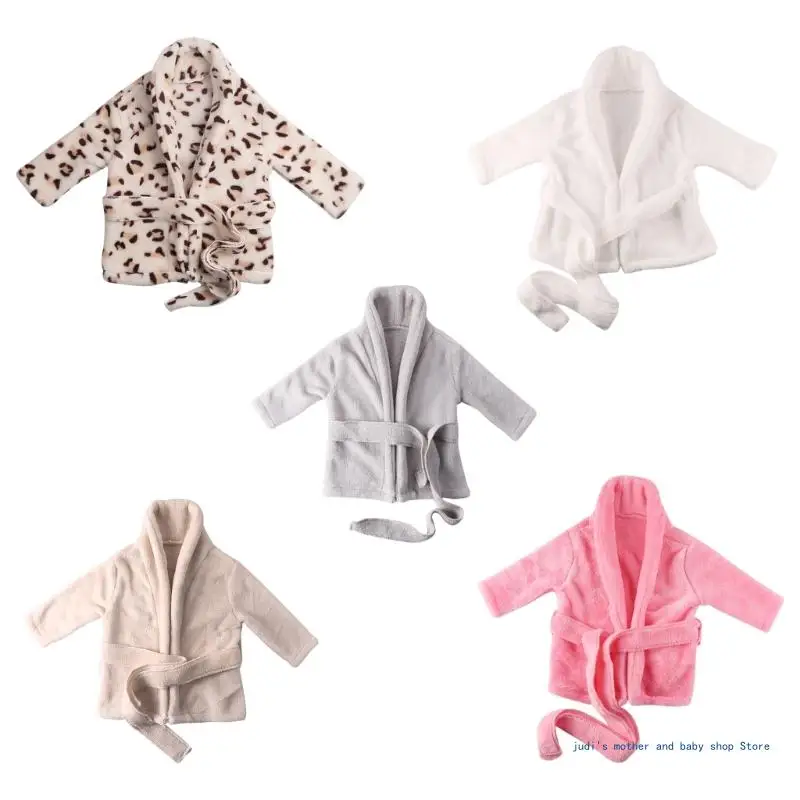 

Newborn Baby Flannel Robe Bathrobe and Bath Towel Blanket Set Solid Color Photography Props Outfit for Boys Girls Posing Costume