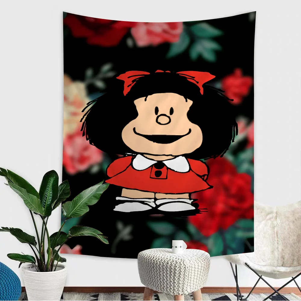 

Argentina Quino Mafalda Girl Hanging Bohemian Tapestry Bohemian Wall Tapestries Mandala Kawaii Room Decor