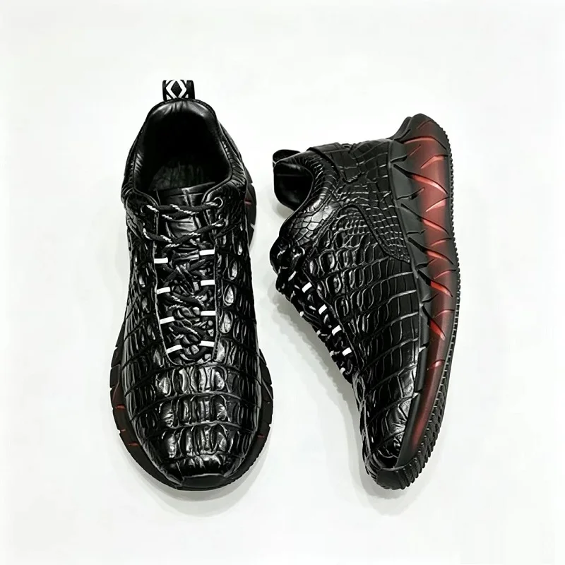 

2026 new arrival Fashion Crocodile Skin causal shoes men,male Genuine leather sneakers PDD812