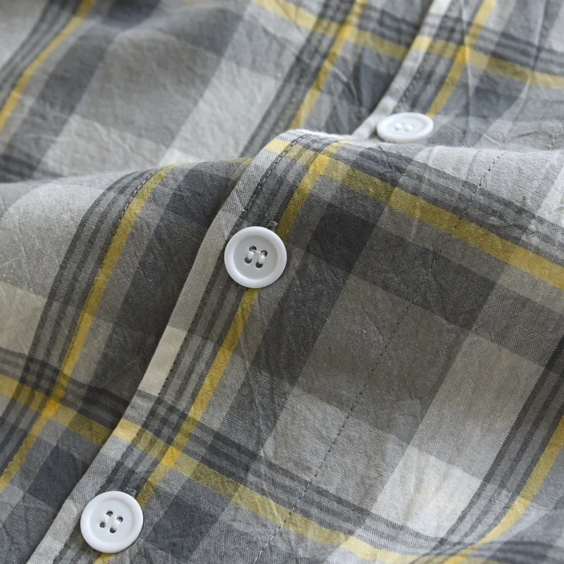 

Plaid Sleepwear Men's Pure Cotton Pajamas Set Home Suit Pyjamas Summer New Thin Short Sleeve Lounge Set Men Sleep Clothes