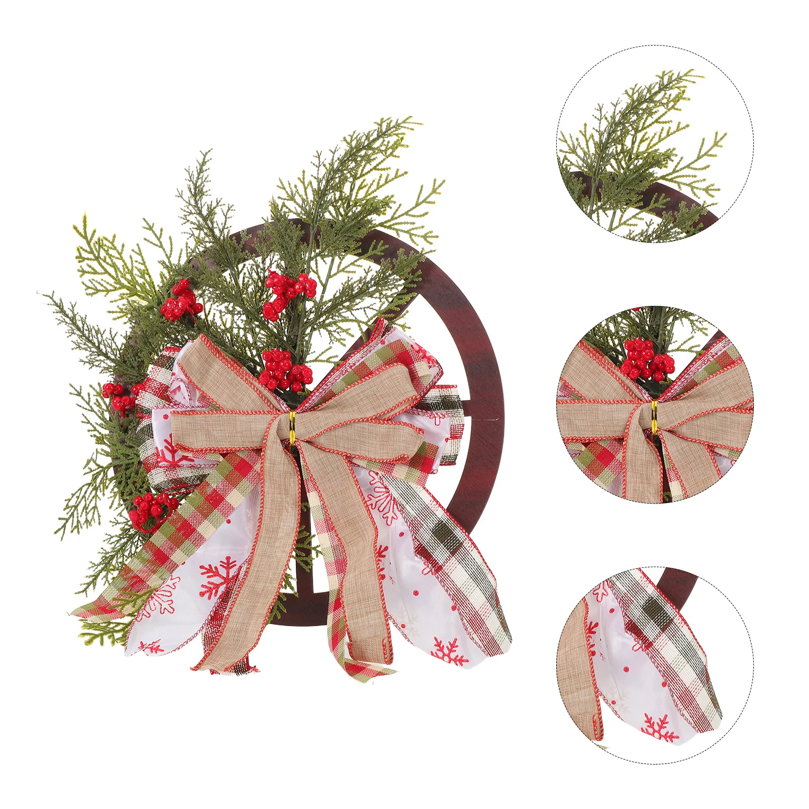 

Wooden Wheel Christmas Wreath Ideal Size Rustic Holiday Decor Reusable Xmas Door Decoration Indoor Outdoor Front Door Garland