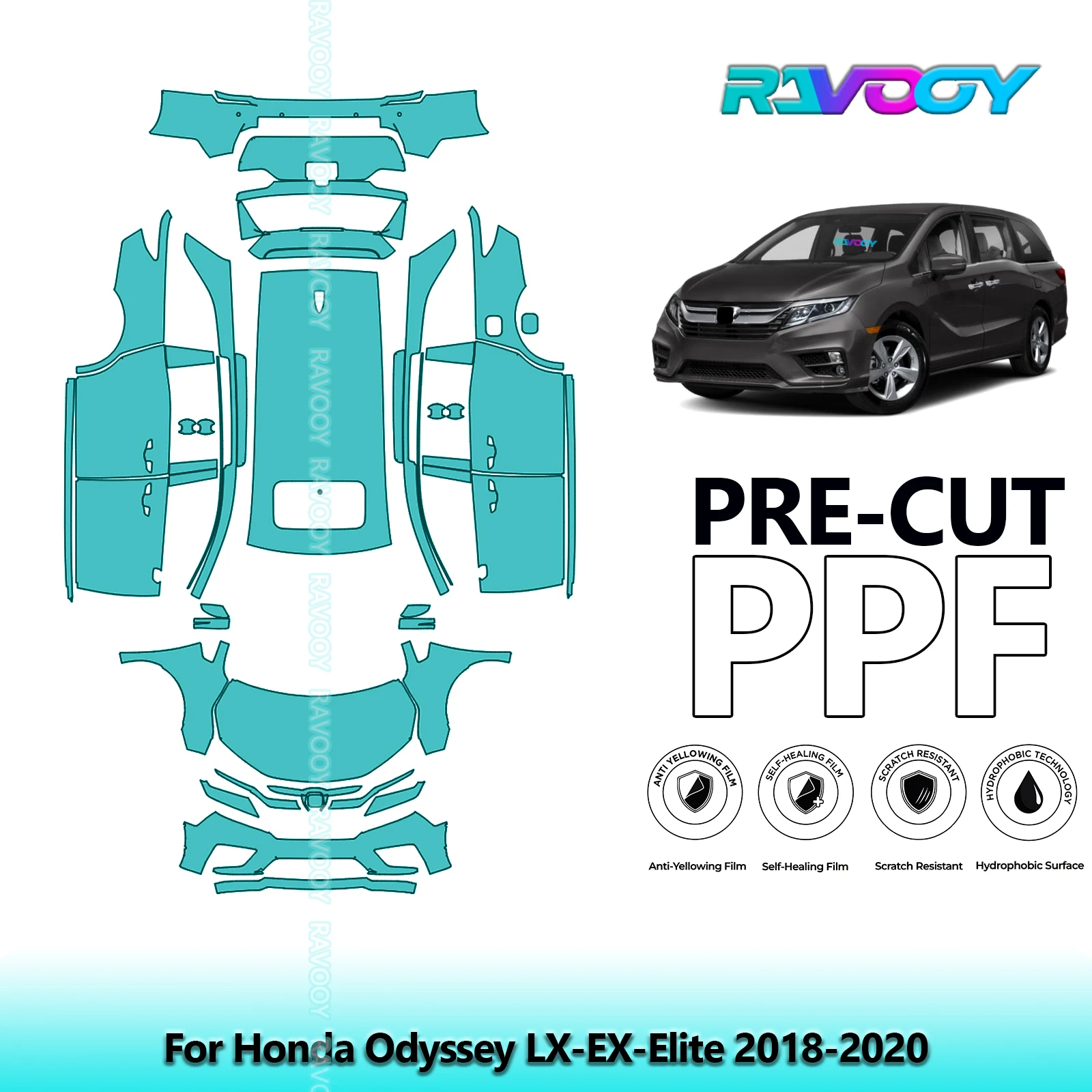 

Car Precut PPF Paint Protection Film Full Vehicle For Honda Odyssey LX-EX-Elite 2018-2020