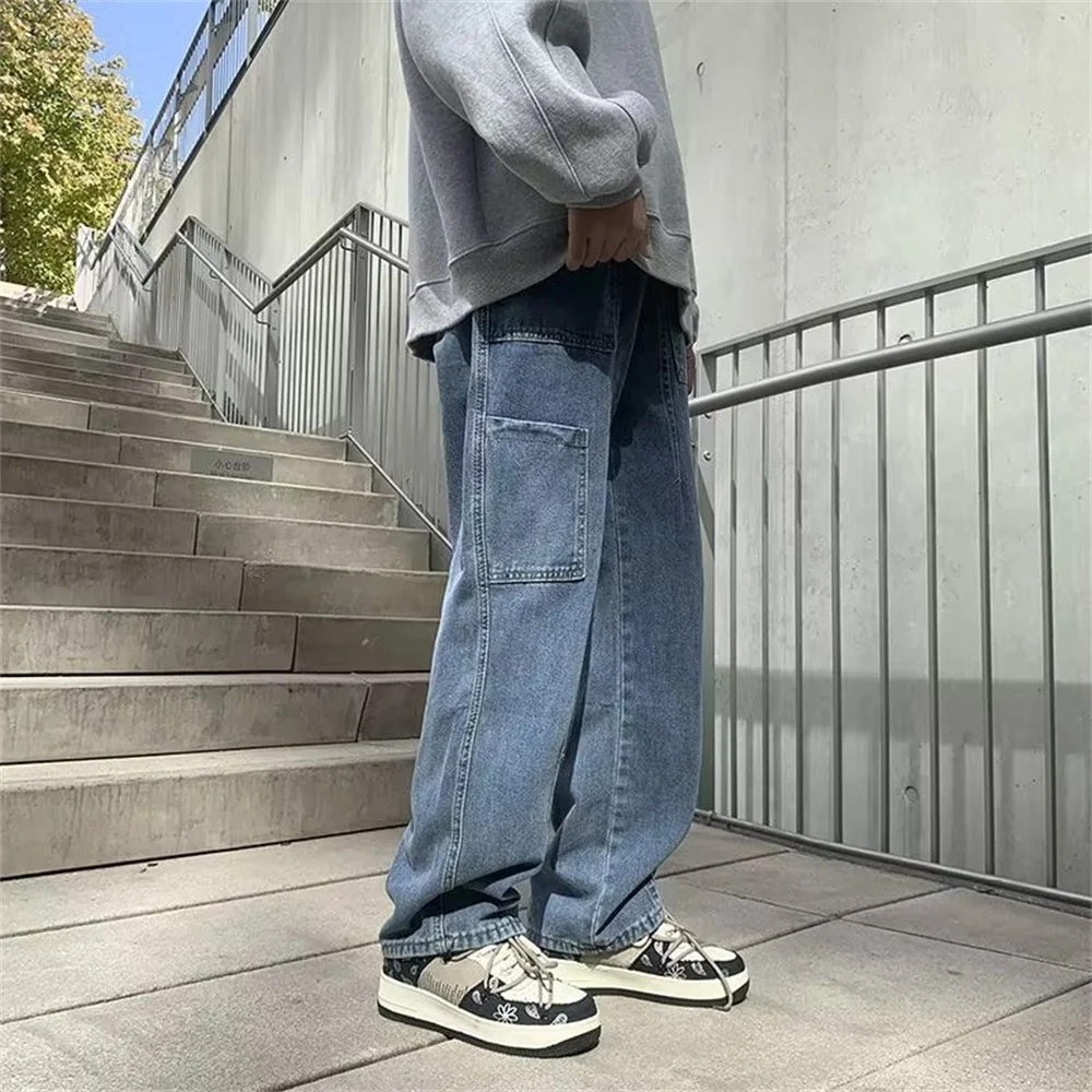 Men's Jeans Pants Casual Vintage Baggy Clothing Straight Leg Trousers Korean Fashion Man Streetwear Pop Harajuku Oversize Pants