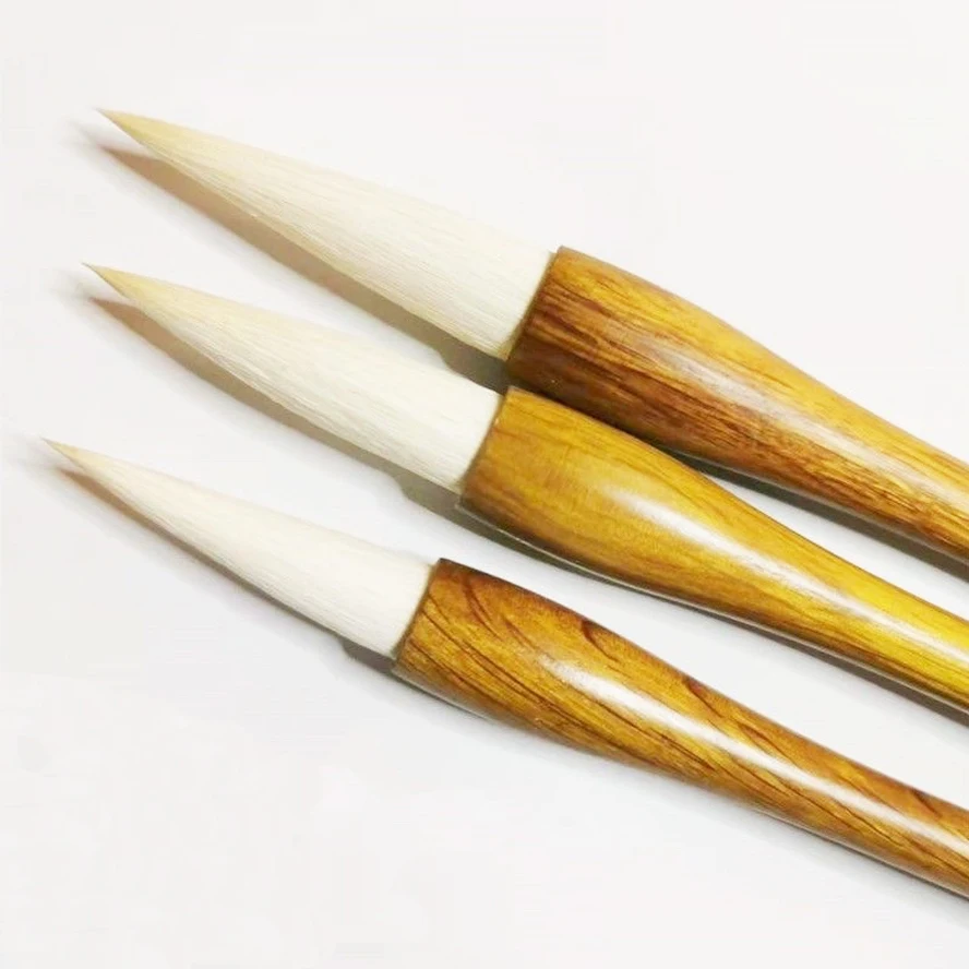 3 Piece Chinese Calligraphy Brush Set for Beginners Handmade Weasel Mixed Hair Sumi-e Brush Zen Writing Art Painting Supplies