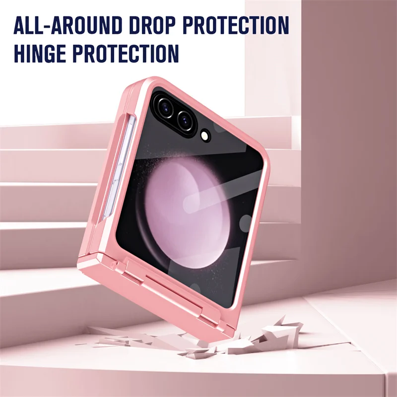 For Samsung Galaxy Z Flip 6 5 7 Flip5 Phone Case Luxury Matte With Mirror Film Folding Hinge Shockproof Protection Hard Cover