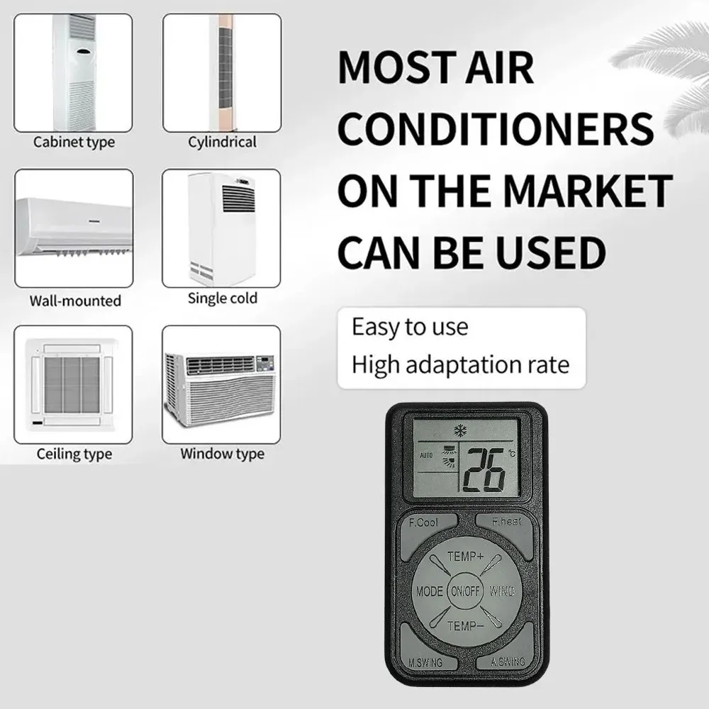 Mini controle remoto universal a/c com botões fluorescentes painel de controle remoto de ar condicionado