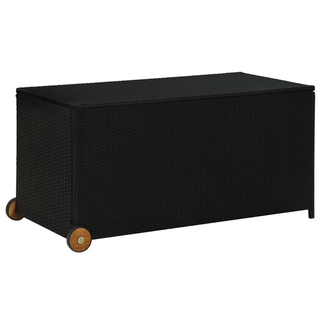 

Patio Storage Box Black 47.2"x25.6"x24" Poly Rattan Outdoor Deck Box Storage Chest Garden Furniture