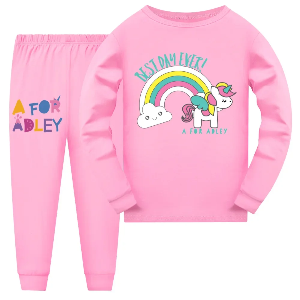 A for Adley Children Long Sleeve Pajamas Boy Pijama Cotton Clothes Set Sleepwear Kids Nightwear for Girls Toddler Outfits Pyjama