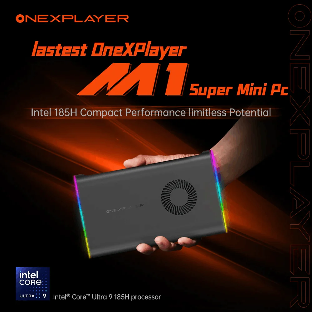 OneXPlayer M1 Mini PC World\'s Most Powerful With Intel Core Ultra 9 185H Processor 5.10 GHz Mobile SSD AI Computer Multi Interfa