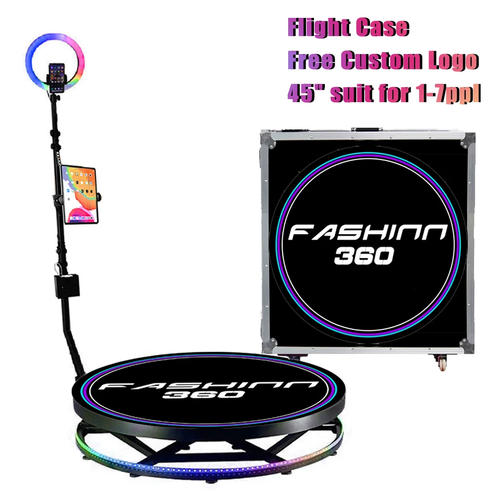 

Fashinn360 360 Photo Booth 45" Full Metal Automatic Adjustable Spin for Weddings Events Parties DJ & Bar with Free Custom Logo