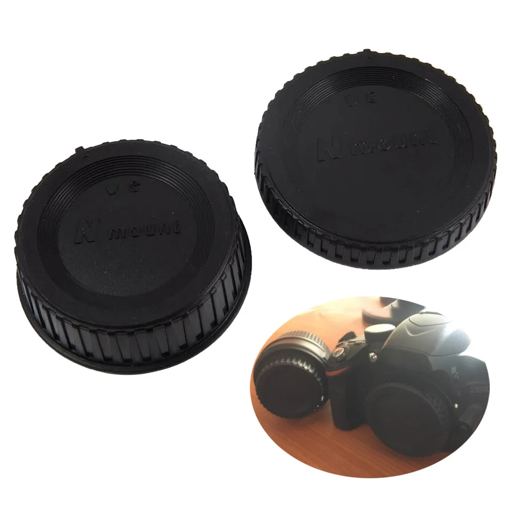 Rear Lens Body Cap Camera Cover Set Dust Screw Mount for Protection Plastic Black Replacement for N-ikon F DSLR and AI L