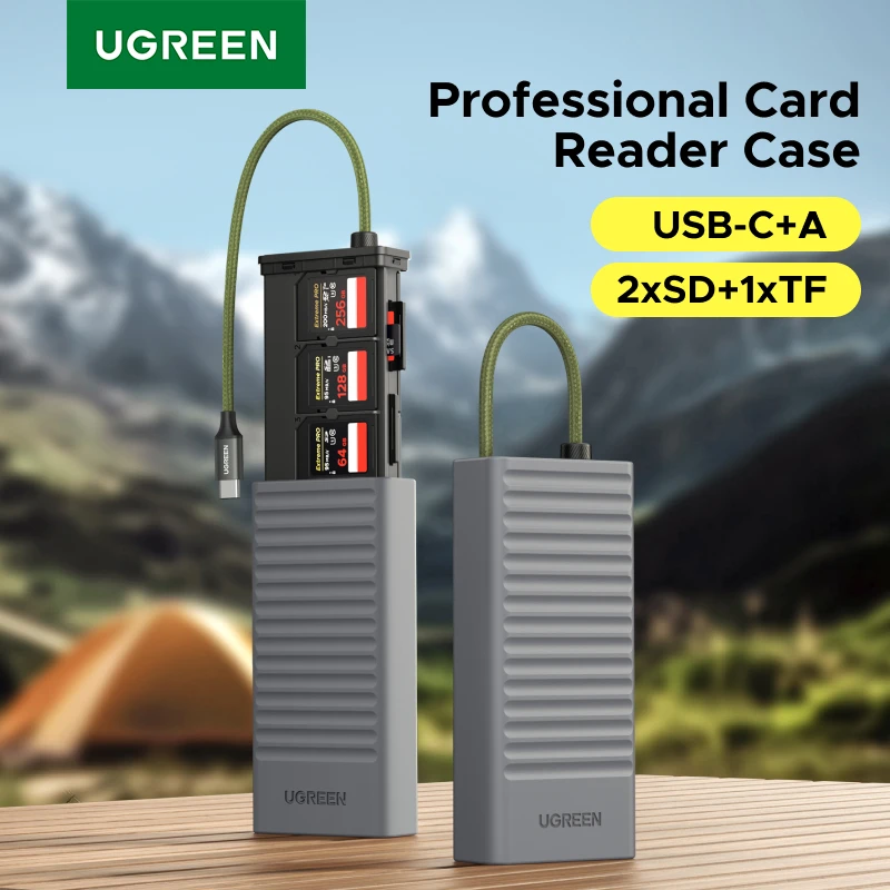 UGREEN USB-C Card Reader Storage Case Memory Card Case High-Speed OTG Adapter with 12 Slots Holder for Cameras SD TF Card Holder