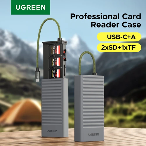 Imagen 1 del producto UGREEN-funda de almacenamiento para lector de tarjetas USB-C, estuche para tarjetas de memoria, adaptador OTG de alta velocidad con soporte de 12 ranuras para cámaras, soporte para tarjetas SD TF
