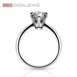 GIGAJEWE 3ct Moissanite D Color Six Claws NovaColor Round Diamond Test Passed 18K Gold Plated 925 Silver Chain Ring Girl Gift